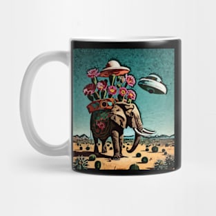 watercolor cactus on Elephant with UFO Mug